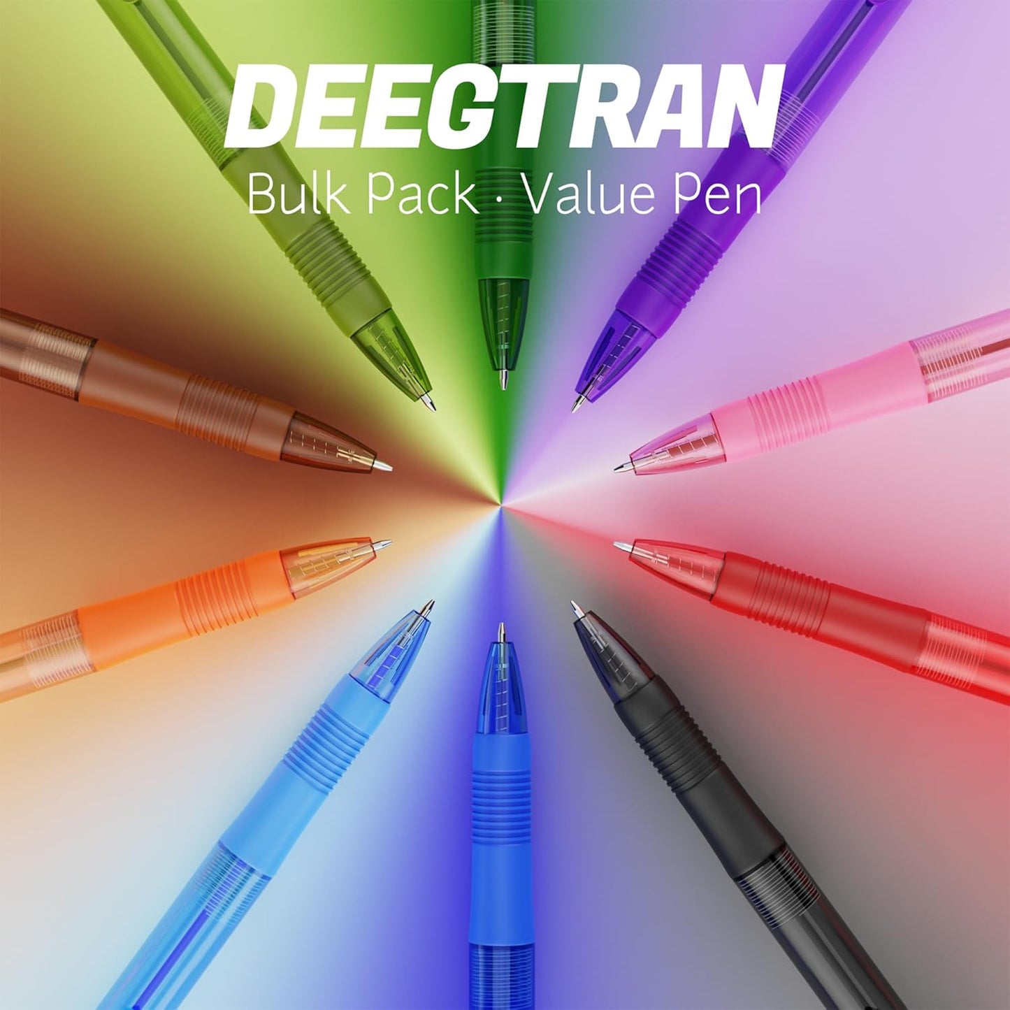 deegtran Pens Bulk, 30 Pack No Bleed Black Ink Click Pens with Soft Grip, Wholesale Retractable Ballpoint Pens for Office School, Medium Point Smooth 1.0MM