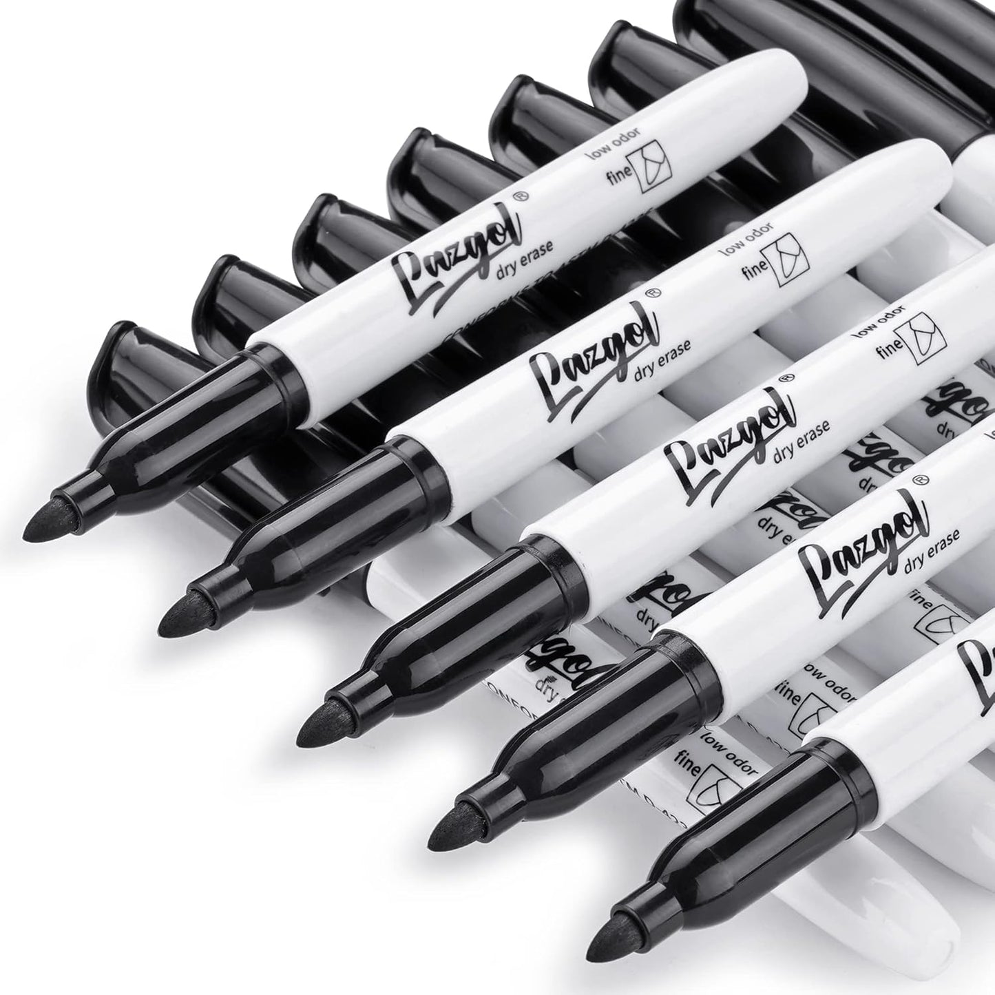 LAZGOL Dry Erase Markers Bulk, 96 Pack Fine Point Tip Black Dry Erase Markers, Low Odor Whiteboard Markers for Back to School, Office, Home, Work On White board & Calendar, Refrigerator.