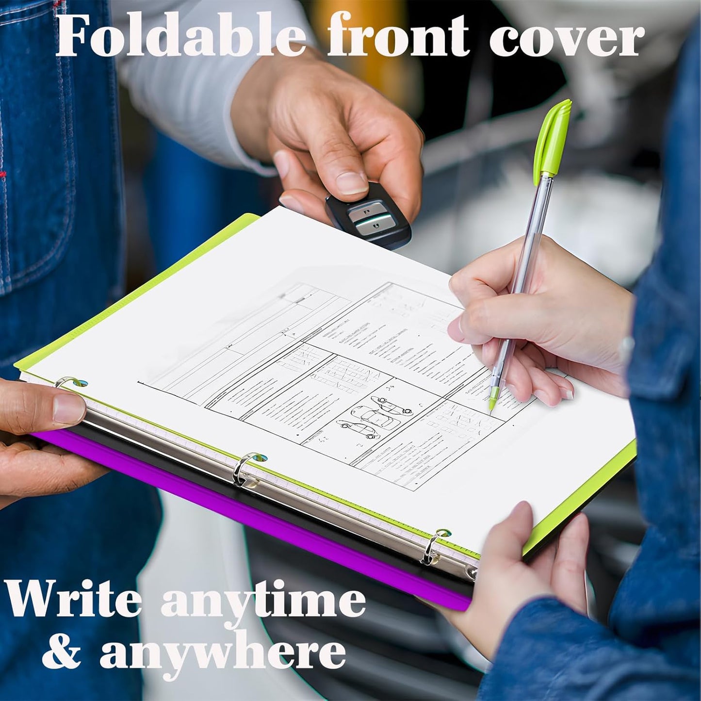 INFUN Telescoping 3 Ring Binder - 4PCS, Portable Plastic 3 Ring Binder with Telescoping Spine, Binders with Foldable Front Cover Holds 8.5"x11" Paper for School, Office, Homes