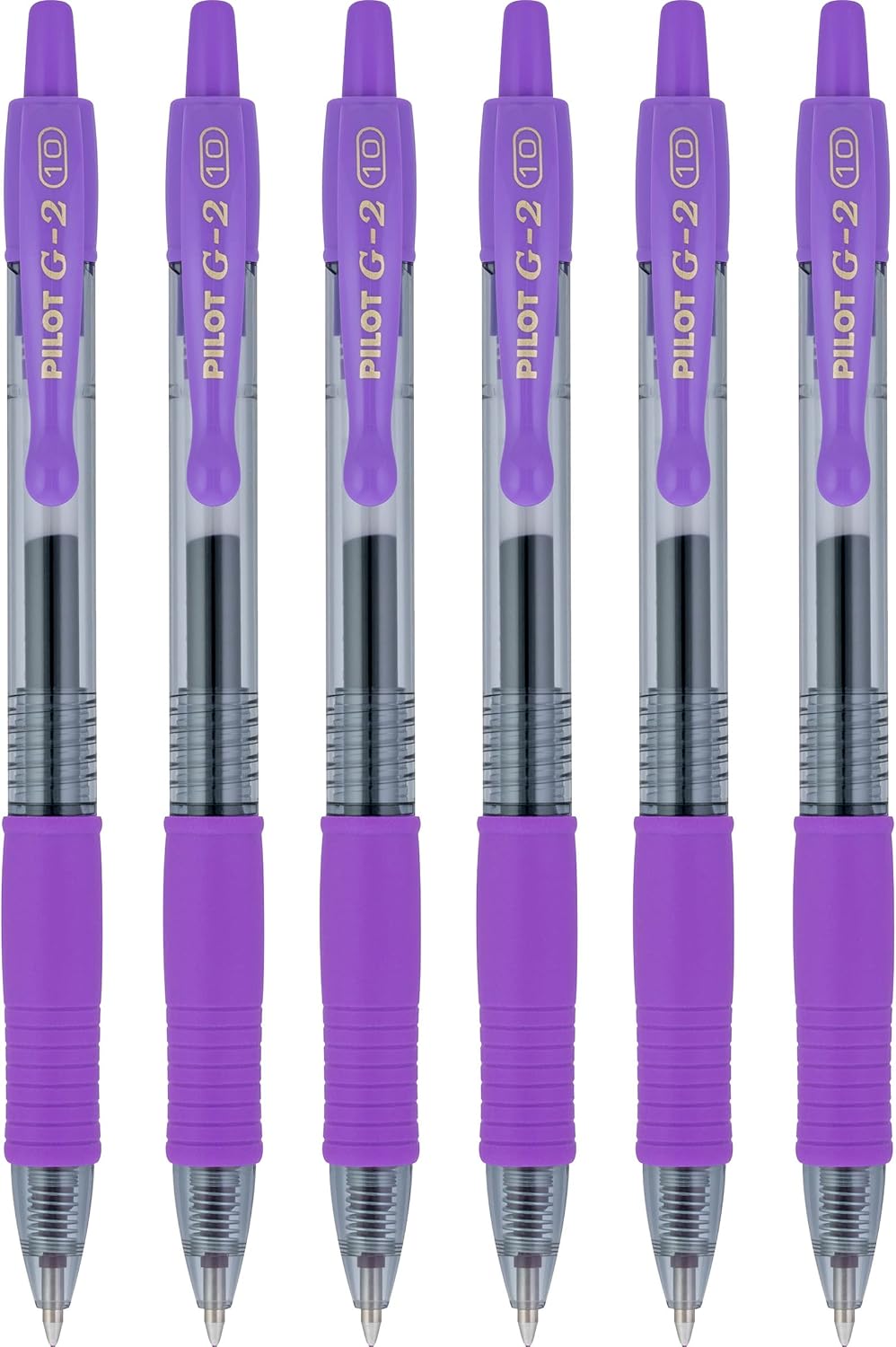 Pilot G2 Retractable Rollerball Gel Pens, Bold Point, 1.0mm, Purple Ink, 6 Count