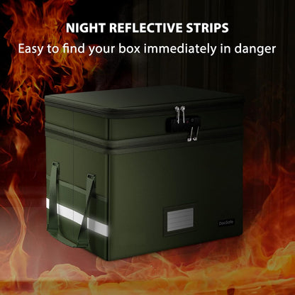 DocSafe File Box with Lock,Multi-Layer Fireproof Document Box Collapsible File Storage Organizer with Pockets/Handle,Large Portable Home Office Filing Safe for Hanging Letter/Legal Size Folders,Black