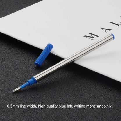 YIVONKA 10 Pieces Replaceable Ballpoint Pen Refills Medium Point Metal Refill Smooth Writing Black or Blue Ink Pen Refills 0.5 mm (10 Black 0.5mm Refills)