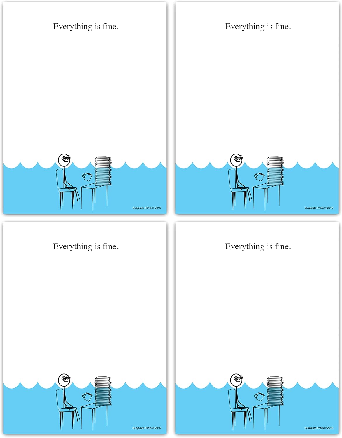 Funny Notepads (4-Pack) — Office & Work From Home Gag Gift for Coworkers or Friends — Sarcastic Desk Memo Pads — Everything Is Fine, This Is My Life Now, I Have No Idea What I’m Doing, I’m Not Even Trying Anymore