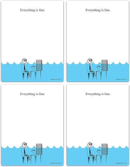 Funny Notepads (4-Pack) — Office & Work From Home Gag Gift for Coworkers or Friends — Sarcastic Desk Memo Pads — Everything Is Fine, This Is My Life Now, I Have No Idea What I’m Doing, I’m Not Even Trying Anymore