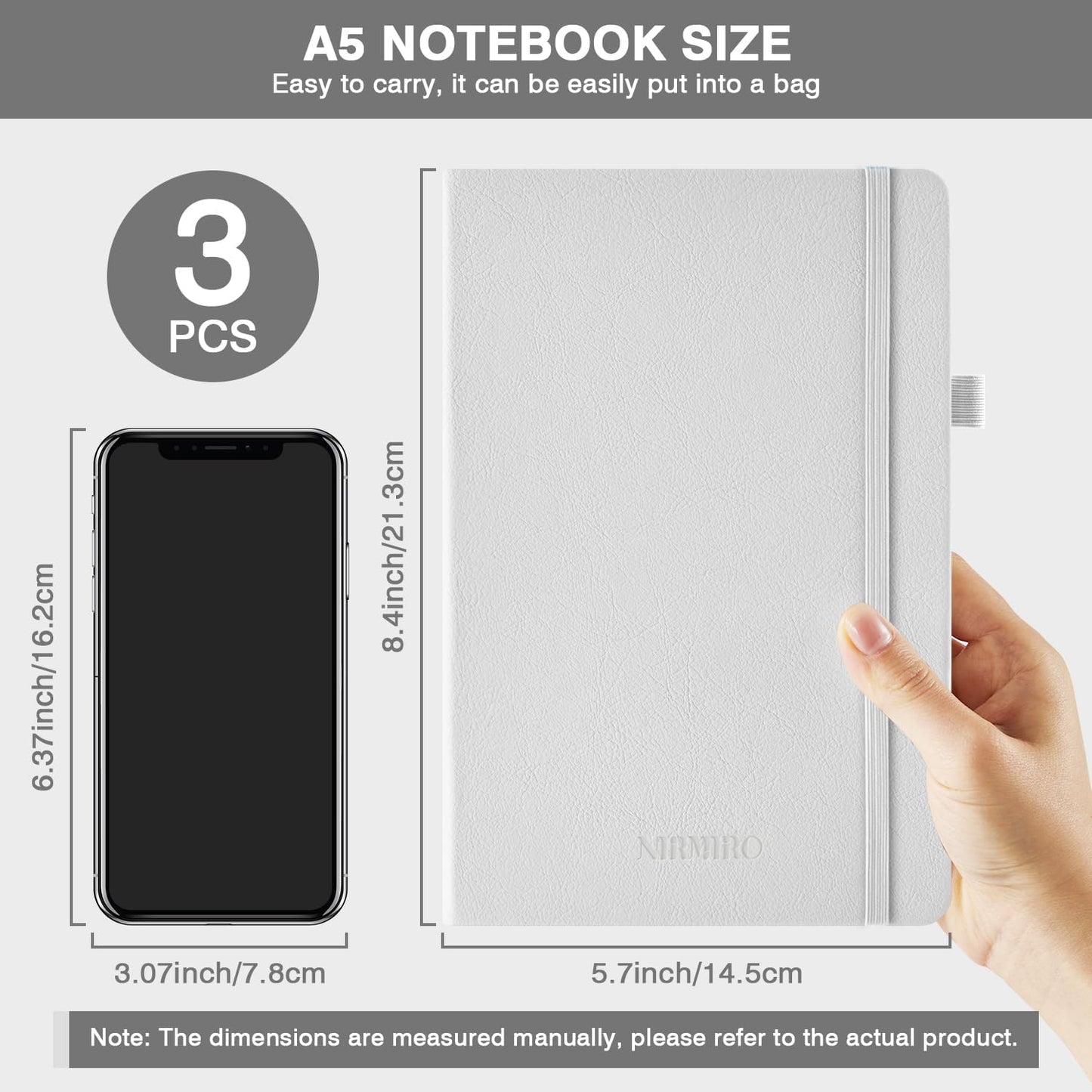 NIRMIRO Small Notebook Journals, 3 Pack Mini Pocket Note pads for Men & Women Writing, A6 Small Leather Notepad 3.7" x 5.7" with Pen, Black, Red, Green