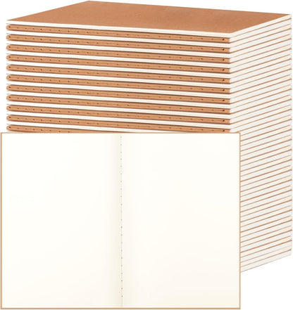 24 Pack A5 Ruled Lined Kraft Notebooks Bulk, Journaling Notebooks, A5 Lined College Ruled Notebook, 8.3x5.5 Inches 60 Pages Travel Journal Notebooks Set for Work, School, Student, Kids, Writing