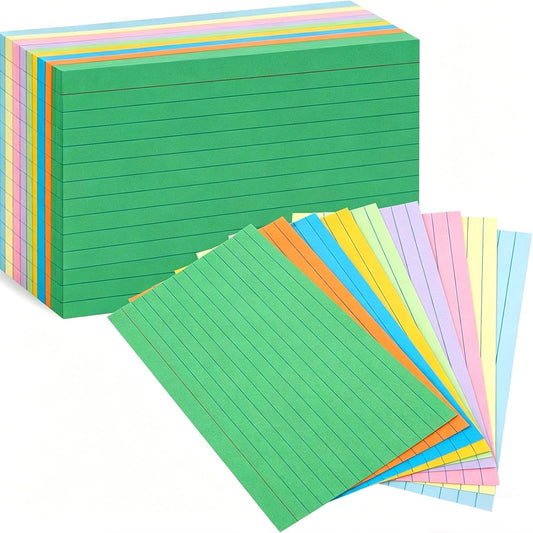 Koogel 180PCS Large Colored Index Cards, 5x8 Inch Lined Index Neon Colored Flash Cards with Both Sides Notecards for Back To School Studying School Classroom Note Taking Recipes Supplies