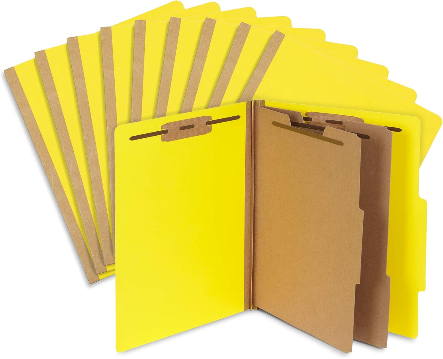 10 Yellow Classification Folders, 2 Divider, 2 Inch Tyvek Expansions, Durable 2 Prongs Designed to Organize Standard Medical Files, Law Client Files, Office Reports, Letter Size, Yellow, 10 Pack