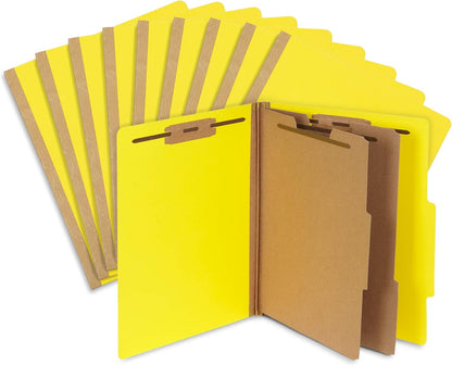 10 Yellow Classification Folders, 2 Divider, 2 Inch Tyvek Expansions, Durable 2 Prongs Designed to Organize Standard Medical Files, Law Client Files, Office Reports, Letter Size, Yellow, 10 Pack