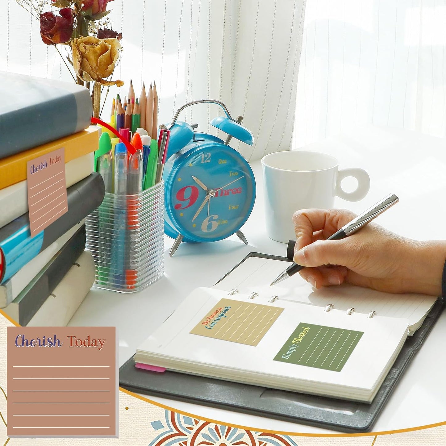 Yinder 48 Pcs Inspirational Sticky Notes Cute Motivational Sticky Notes Pad End of Year Employee Appreciation Gifts Bulk for Teacher Nurse Coworkers Office Supplies 3 x 3'' (Thank You,Dark Color)