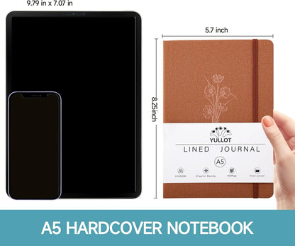 Lined Journal Notebook –A5 PU Leather Hardcover Notebook, 100gsm Thick Bleedproof Paper with Inner Pocket – 192Pages Lined Writing Journal for Students Women Note Taking - Terracotta Orange