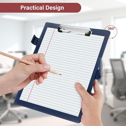 Professional Padfolio, Multi Function Faux Leather Portfolio Binder with Clipboard - Interview Resume Folder, Legal Document, Business Card Holder, for Office, Conference, Interviews (Black)