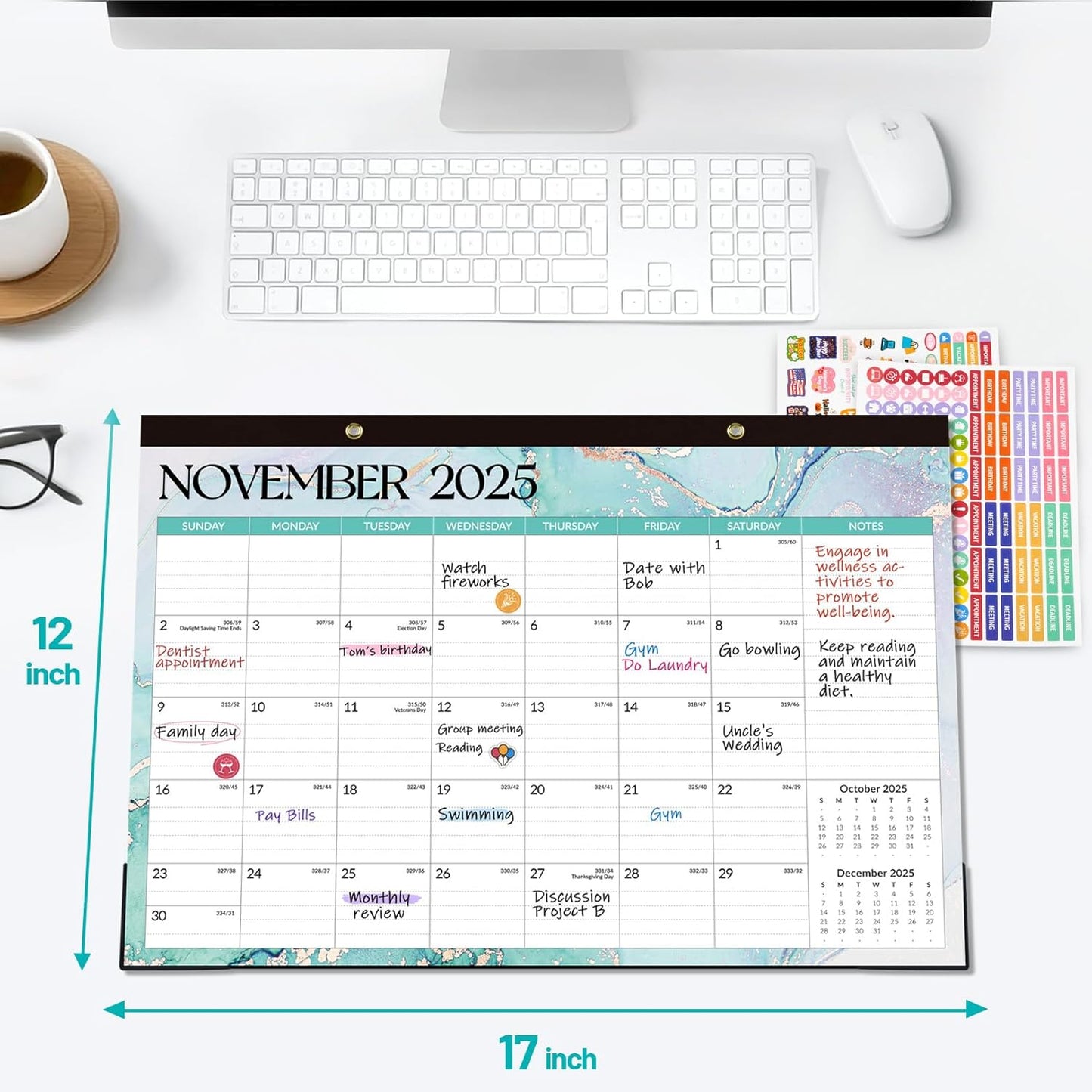 Forvencer Desk Calendar 2026-2027, 21 Months Calendar Runs from April 2026 to December 2027, 17" x 12" Large 2026 Wall Calendar Monthly Planner with Plastic Cover for Home School Office