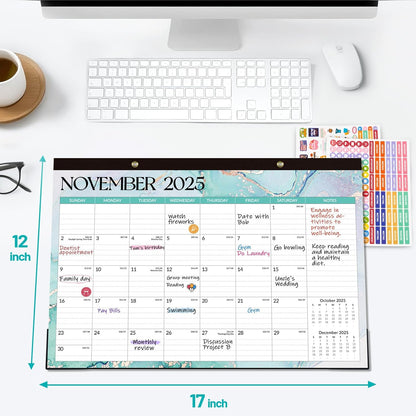 Forvencer Desk Calendar 2026-2027, 21 Months Calendar Runs from April 2026 to December 2027, 17" x 12" Large 2026 Wall Calendar Monthly Planner with Plastic Cover for Home School Office