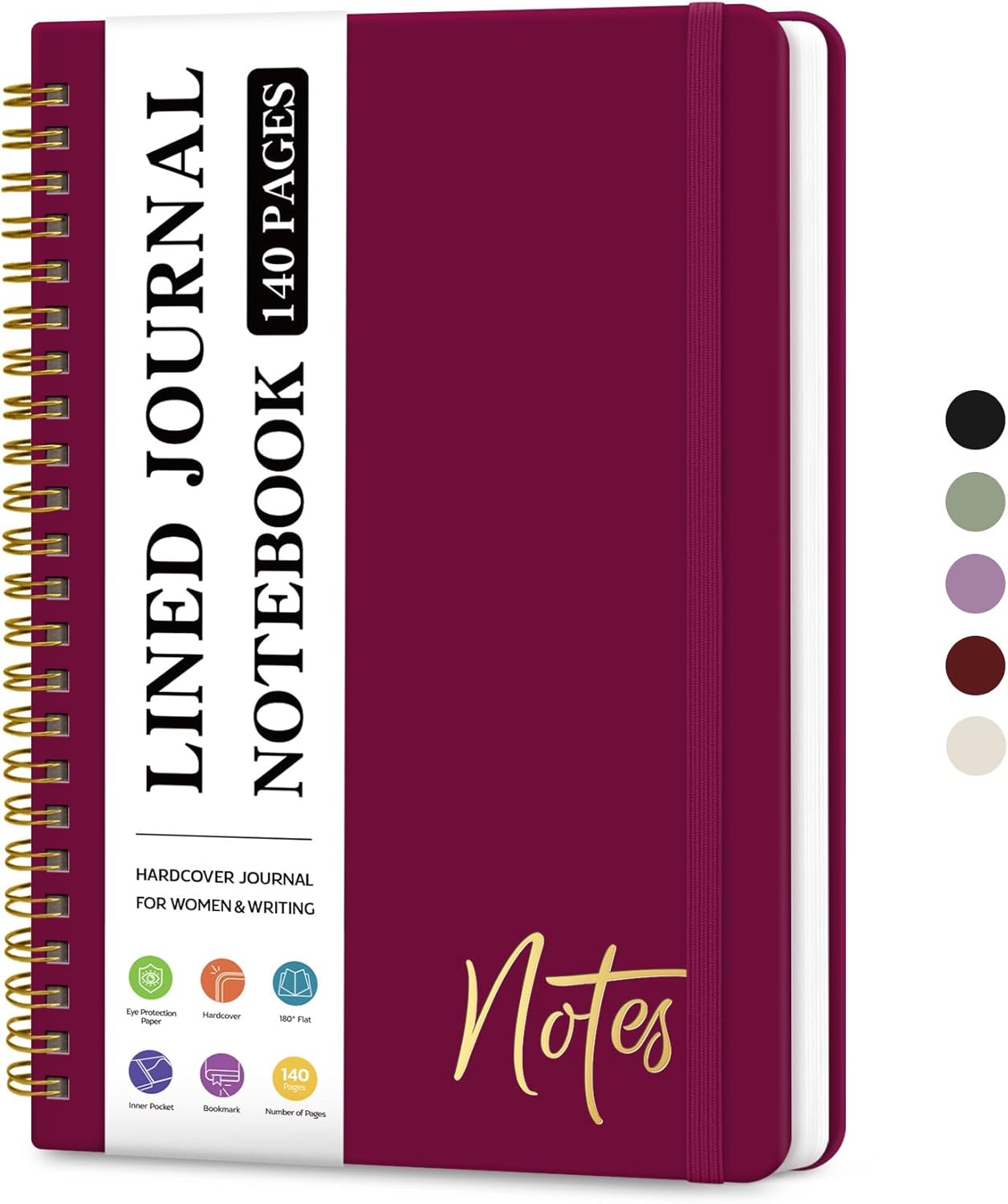 ZOTIA Lined Spiral Journal Notebook for Women, A5 College Ruled Journals for Writing, Hardcover Notebooks for Work, Note taking and Office School Supplies,140 Pages - Yellow