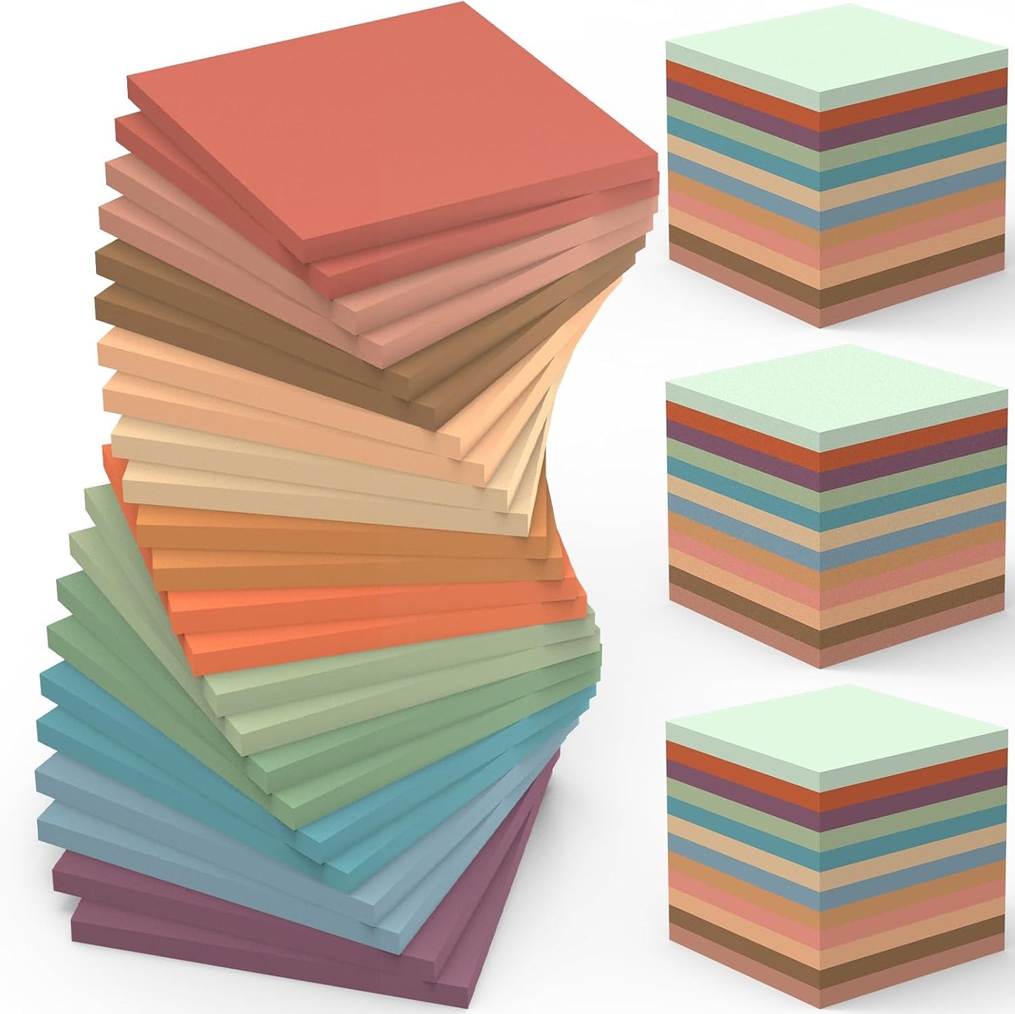 100 Pack Sticky Notes Bulk 3 x 3 in Self-Stick Note Pads Colorful Posted Note in 20 Colors Adhesive Paper Memo 50 Sheets/Pad Easy to Post for Office Home School Meetings Notebook Wall Door Window