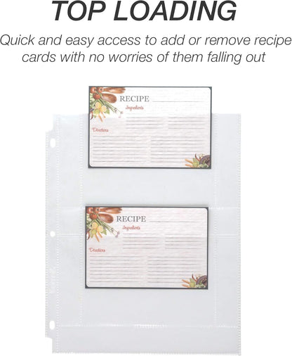Samsill 8 Tab Recipe Dividers, Recipe Sleeves, Sheet Protector Dividers, with Tab Inserts, Clear, Super Heavyweight, Top Loading, 3 Hole Punched for Standard Letter Size Binders, Archival Safe