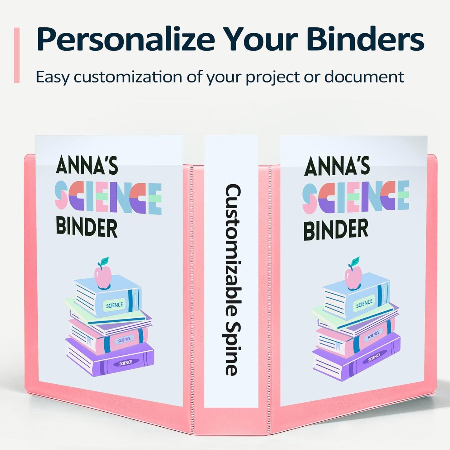 Sooez BinderX Extra Durable 3 Inch 3 Ring Binder, D-Ring Large Binders, Holds 670 Sheets of 8.5x11 Paper, Customizable View Cover with Inside Pockets, Heavy Duty 3 Ring Binder for School, Grey Blue