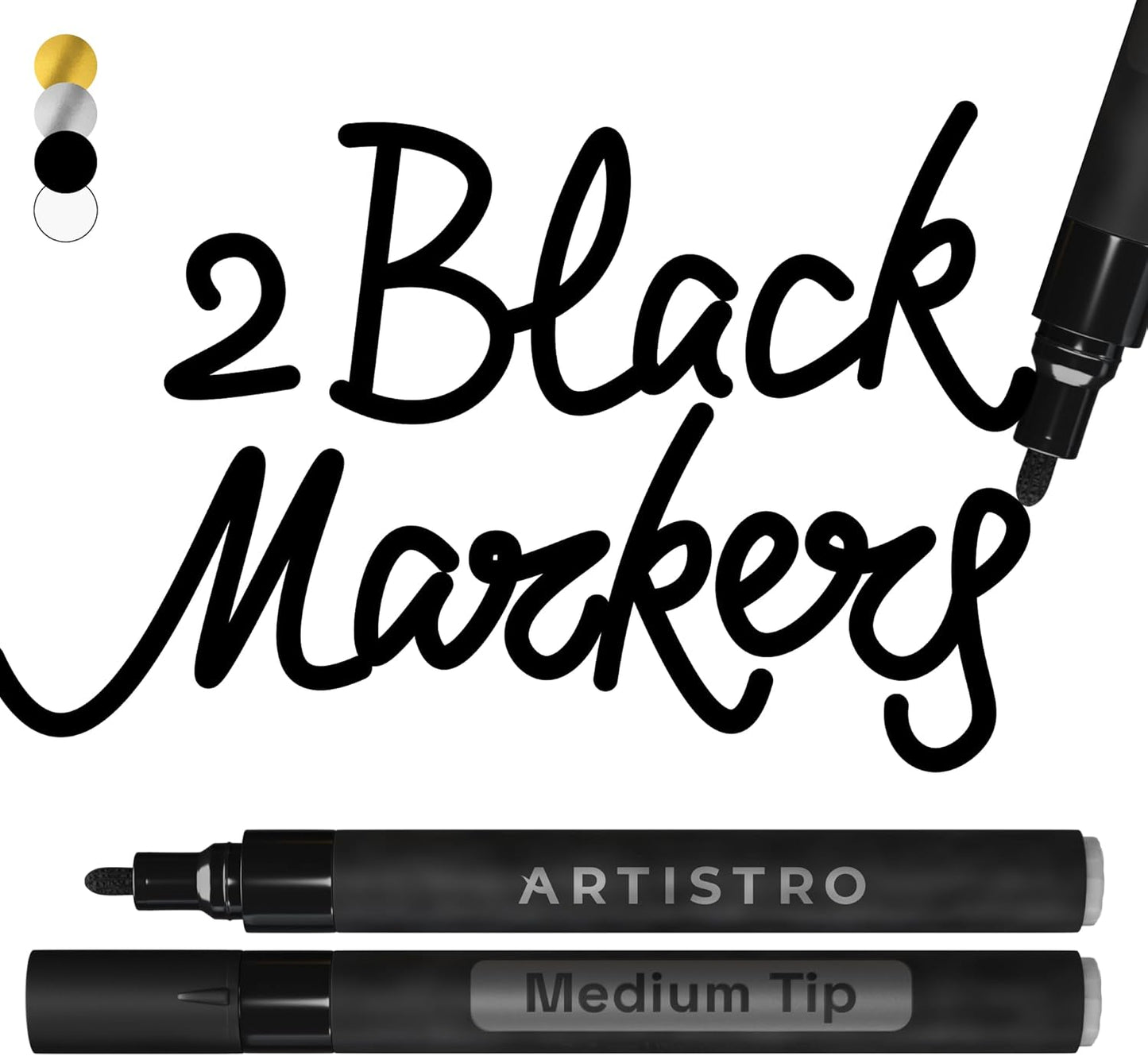 ARTISTRO 2 Gold Acrylic Paint Markers - 0.7mm Extra Fine-Tip Metallic Paint Pens - Perfect for Crafting, Art Projects, & More