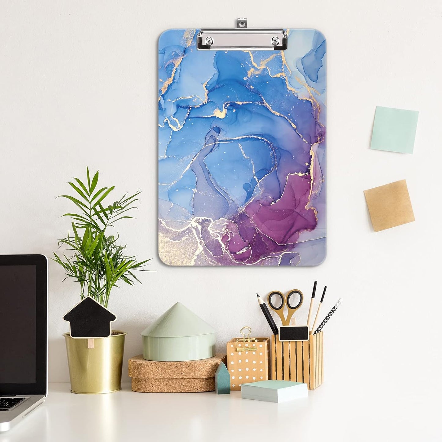 Hongri Plastic Cute Clipboard, Letter Size for Students, Teacher, Woman and Kids, Low Profile Clip, Decorative Pattern, Size 9 x 12.5 in, Dream Marble