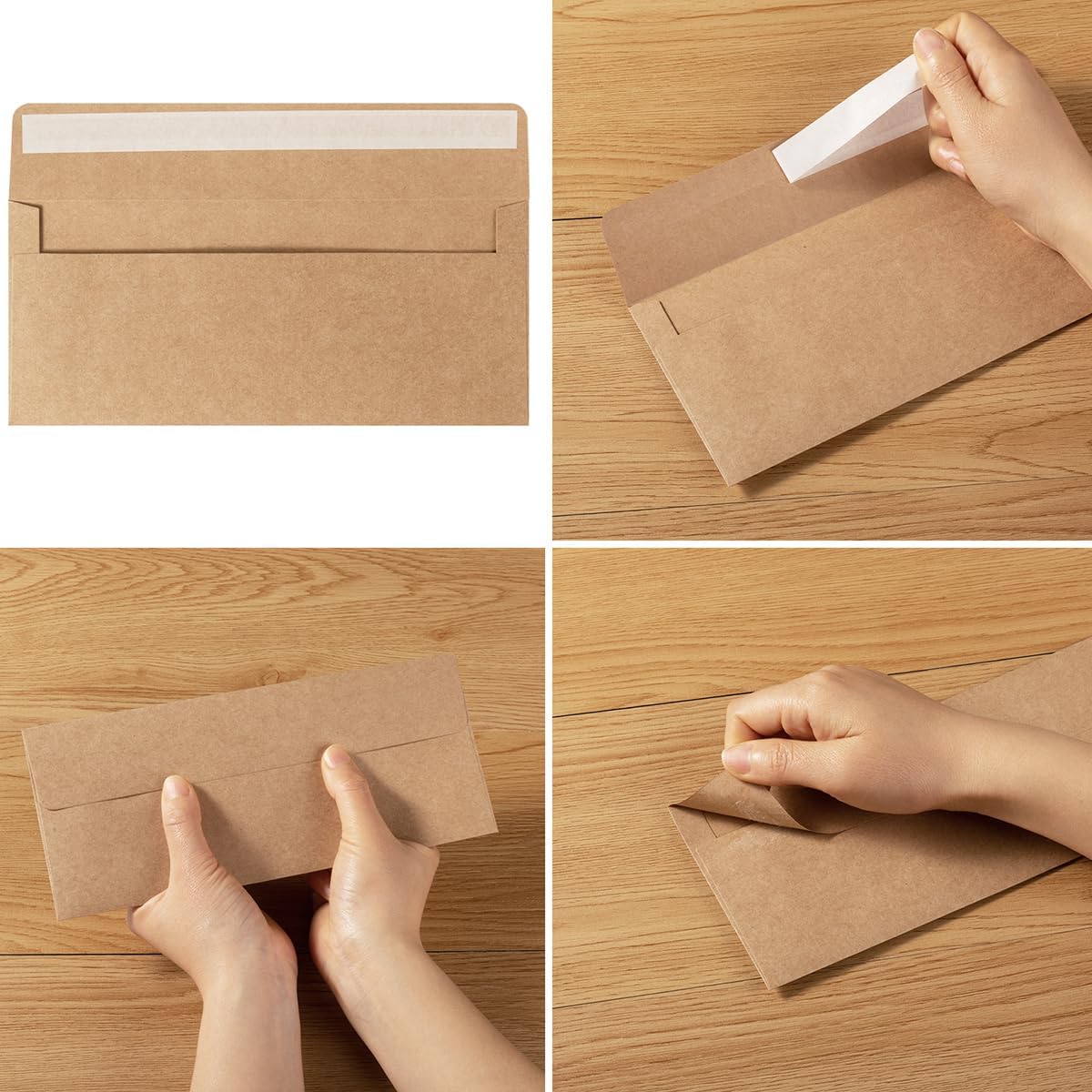 100 Pack Colorful #10 Business Envelopes Self Seal Standard Envelopes for Office Checks, Business, Letter Mailing Invoices, 4.13 x 9.49 Inches (Brown)