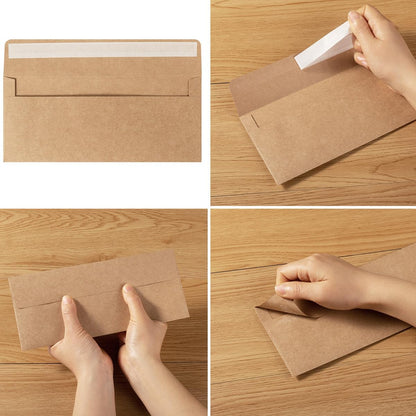 100 Pack Colorful #10 Business Envelopes Self Seal Standard Envelopes for Office Checks, Business, Letter Mailing Invoices, 4.13 x 9.49 Inches (Brown)