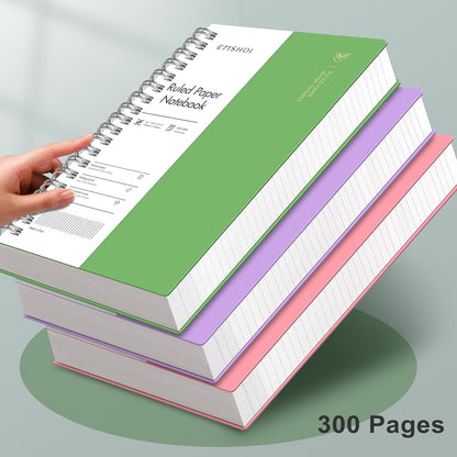 EMSHOI A5 Spiral Notebook College Ruled Lined Journal, Small 5.7" X 8.22", 300 Pages/150 Sheets, 100gsm Thick Paper, Waterproof Hardcover, for Office School Women Men Work Writing Notes, Blue