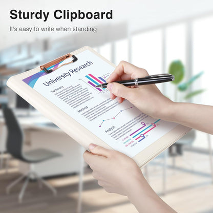 Clipboard Folio Folder Portfolio with Notepad-Pocket Business Card Holder Brown Faux PU Leather Portfolio
