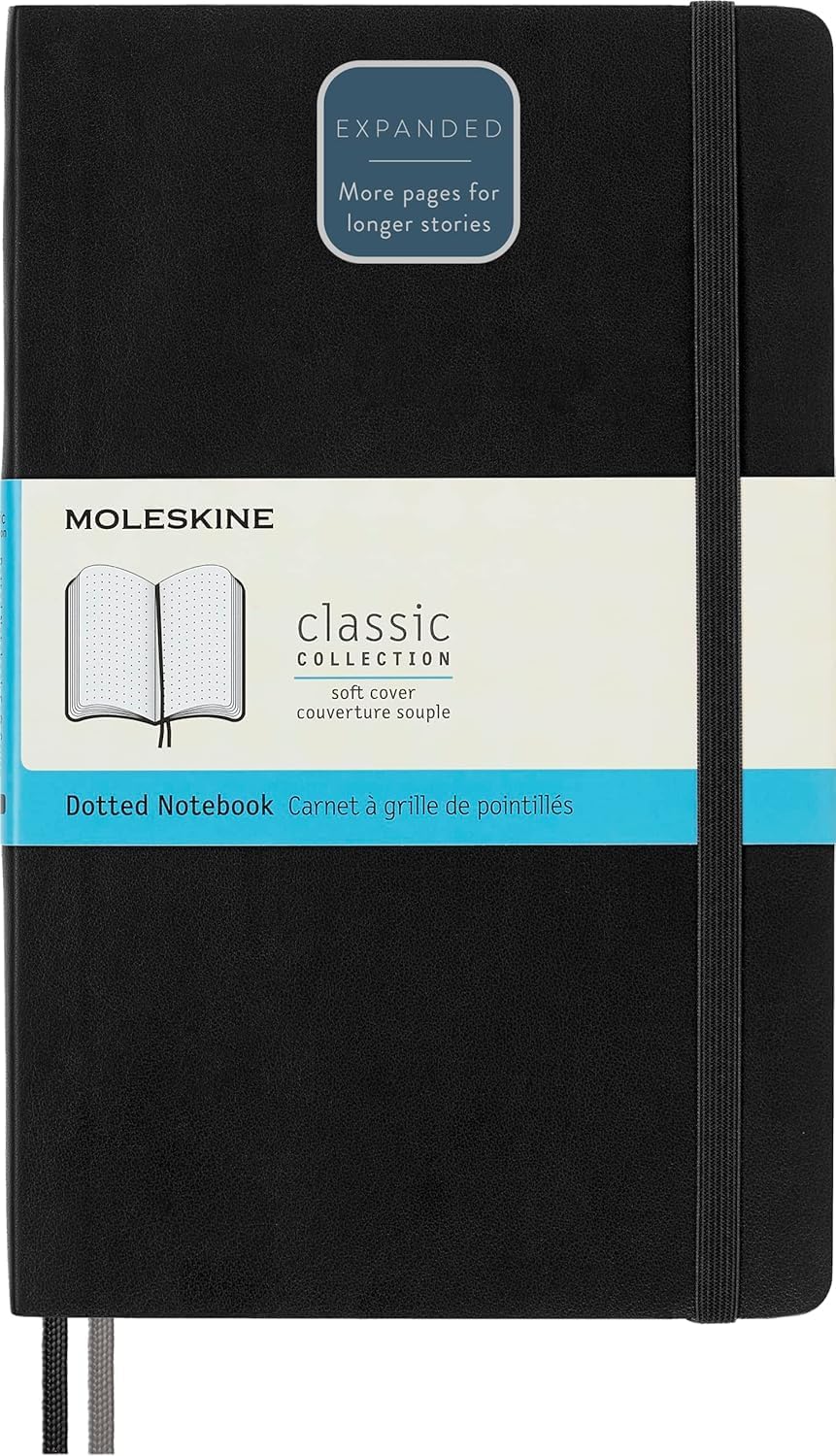 Moleskine Classic Expanded Notebook, Hard Cover, Large (5" x 8.25") Ruled/Lined, Black, 400 Pages
