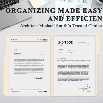 Manila Folders 8.5 x 11 | 1/3 Cut File Folders Letter Size | Manilla File Folders 8.5 x 11 Pack of 100 | Paper Folders for Documents, Business, School, Classroom and Office Supplies.