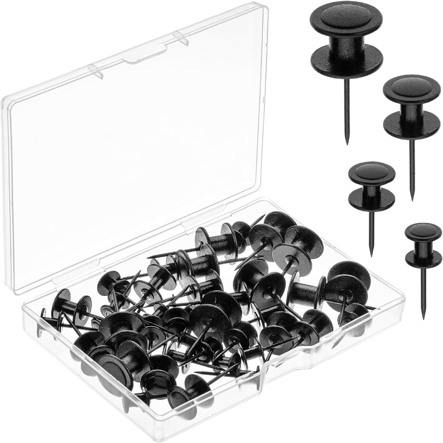 Mr. Pen- Double Headed Picture Hanging Nails, 50 Pack, Black, Push Pins for Wall
