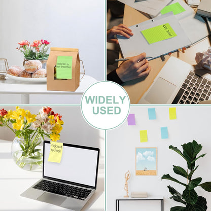 24 Pack Lined Sticky Notes 4X6 in, Self Sticky Note Pads with Lines, Large Sticky Note Memo Pad for Office, Home, School, Meeting, 50 Sheets/pad, Morandi