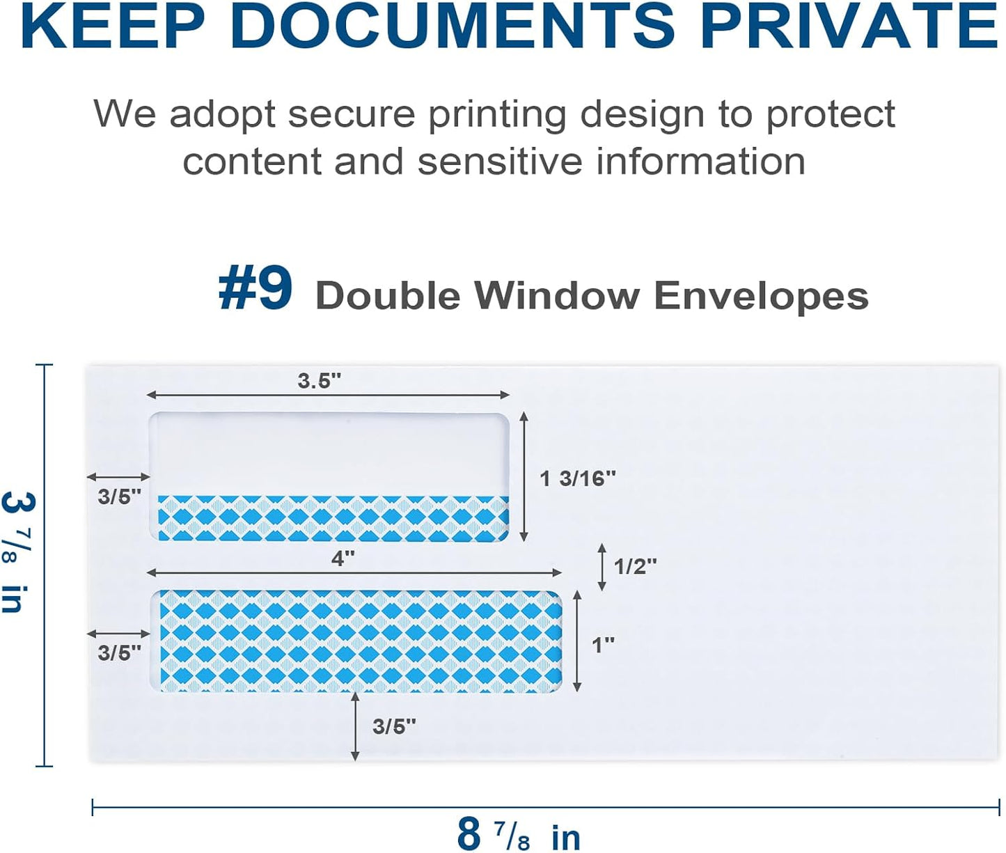 Vivin 100 No.9 Double Window Business Envelopes for Quickbooks Invoices and Business Statements, Flip and Seal Security-Tinted, Home & Office, 3-7/8 x 8-7/8 Inches, 24 LB, White