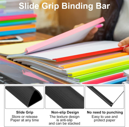 PATIKIL 30Pcs Binding Bars, 10mm Binding Bars Slide Grip 70 Sheets Capacity A4 Size Report Binder Triangle Presentation Binder for Report Cover Resume, White