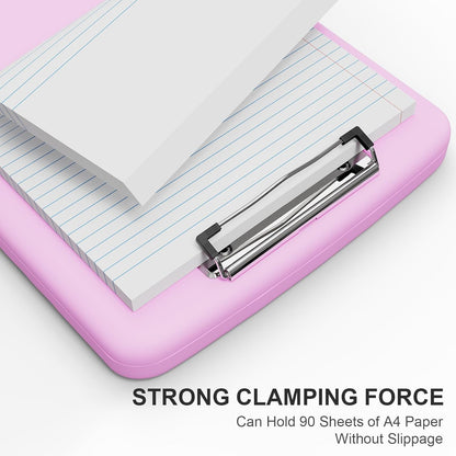 Plastic Clipboard with Storage, 8.5 x 11 Storage Organization Box Side-Opening, Heavy Duty Clip Board with Pen Holder and Paper Folder for Nurses, Teachers, Office & School Supply, Orange