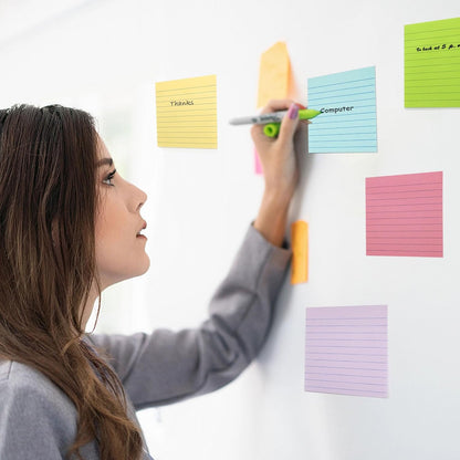 9 Pack Lined Sticky Notes 4x6 in Post Sticky Notes with Lines, 9 Bright Colors Self Sticky Notes Pad Its, Large Ruled Sticky Note for Office, Home, 35 Sheets/Pad