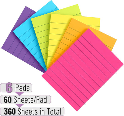 Mr. Pen- Lined Sticky Notes, 3" x 3", 12 Pads, 60 Sheets/Pad, Morandi Color, Bulk Sticky Notes with Lines, Ruled Post Stickies, Memo Pads, Self-Stick Note Pad for Office, School, Home, Study