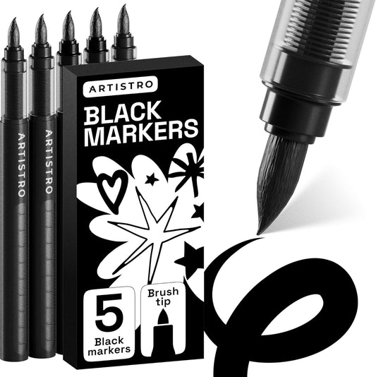 ARTISTRO 5 White Paint Pen for Rock, Glass, Ceramic, Wood, Tire, Fabric, Metal, Canvas, Marking, Painting - Set of 5 Acrylic Paint Markers Water-based