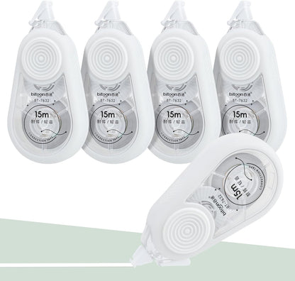 Temiary 4 Pcs White Correction Tape with Dispenser, Smooth Quick Dry Pull Out Tapes for Instant Corrections, 49.2 Ft Easy to Use Tear-Resistant Applicator for Office Note Taking, Journaling (Morandi)