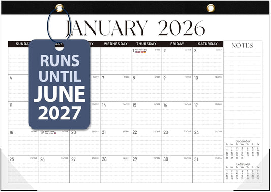 2026 Desk Calendar, Large Desktop/Wall Monthly Calendar (Jan. 2026 - Jun. 2027) 17'' x 12'' School Year Desk Planner for Teacher Family School Office Supplies