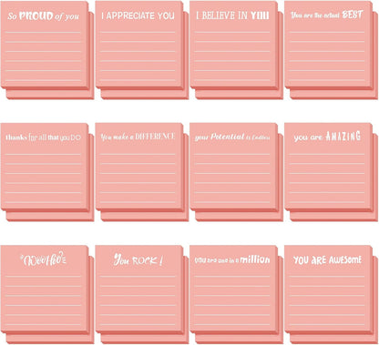 Yinder 48 Pcs Inspirational Sticky Notes Cute Motivational Sticky Notes Pad End of Year Employee Appreciation Gifts Bulk for Teacher Nurse Coworkers Office Supplies 3 x 3'' (Thank You,Dark Color)