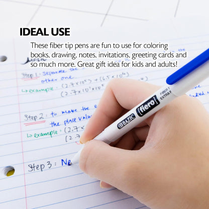 BAZIC Products Fiero Fiber Tip Pen, Fineliner Pens 0.4mm Blue Color Extra Fine Point, Writing Drawing for Graphic Office School (4/Pack), 1-Pack