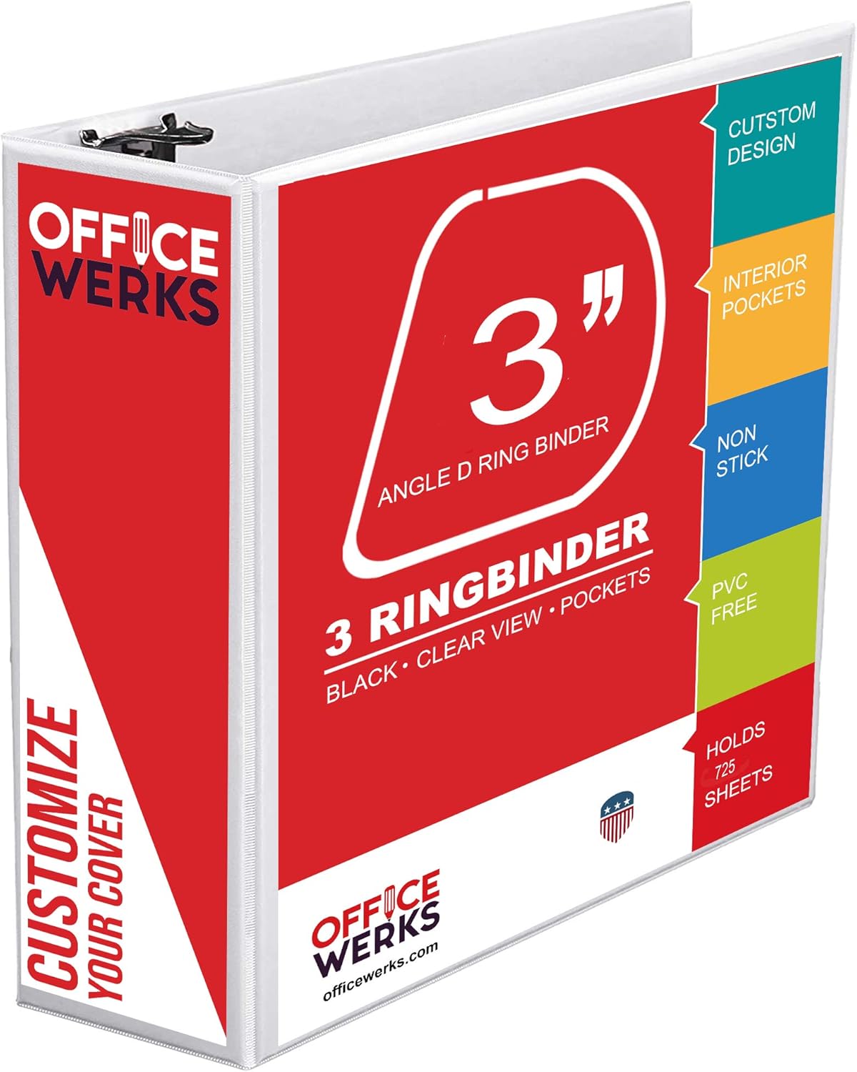 3 Ring Binder, Professional Angle D Ring Binder 5 Inch, Presentation Folder for Standard Pages 8.5 x 11 with Pockets, Crystal Clear View White (1 Pack)