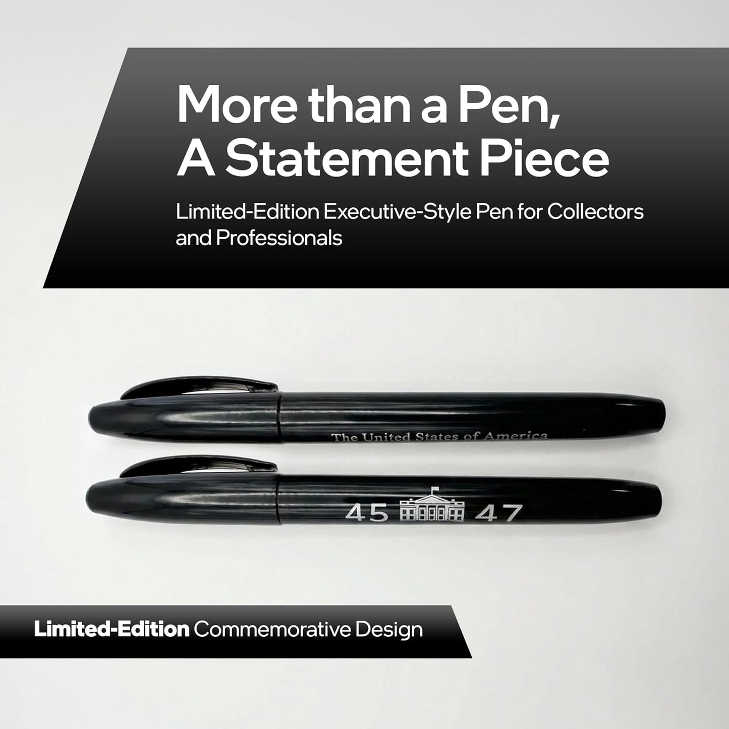 Executive Order Signature Collectible Marker Pen, Black Ink Felt-tip Writing Pen for Professional Signing, Office Desk Accessories, Business Meetings, Unique & Fun Gift for National and Global Leaders