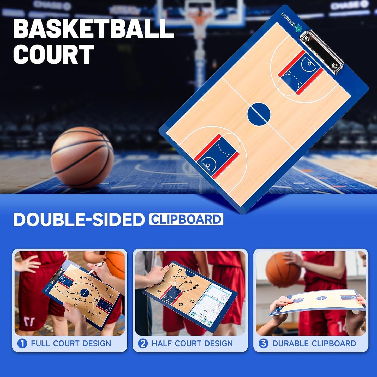 Basketball Dry Erase Coaches Clipboard, Basketball Clipboard for Coaches Double-Sided Basketball White Board for Coaches Writable and Erasable Basketball Dry Erase Board for Coaches Gift