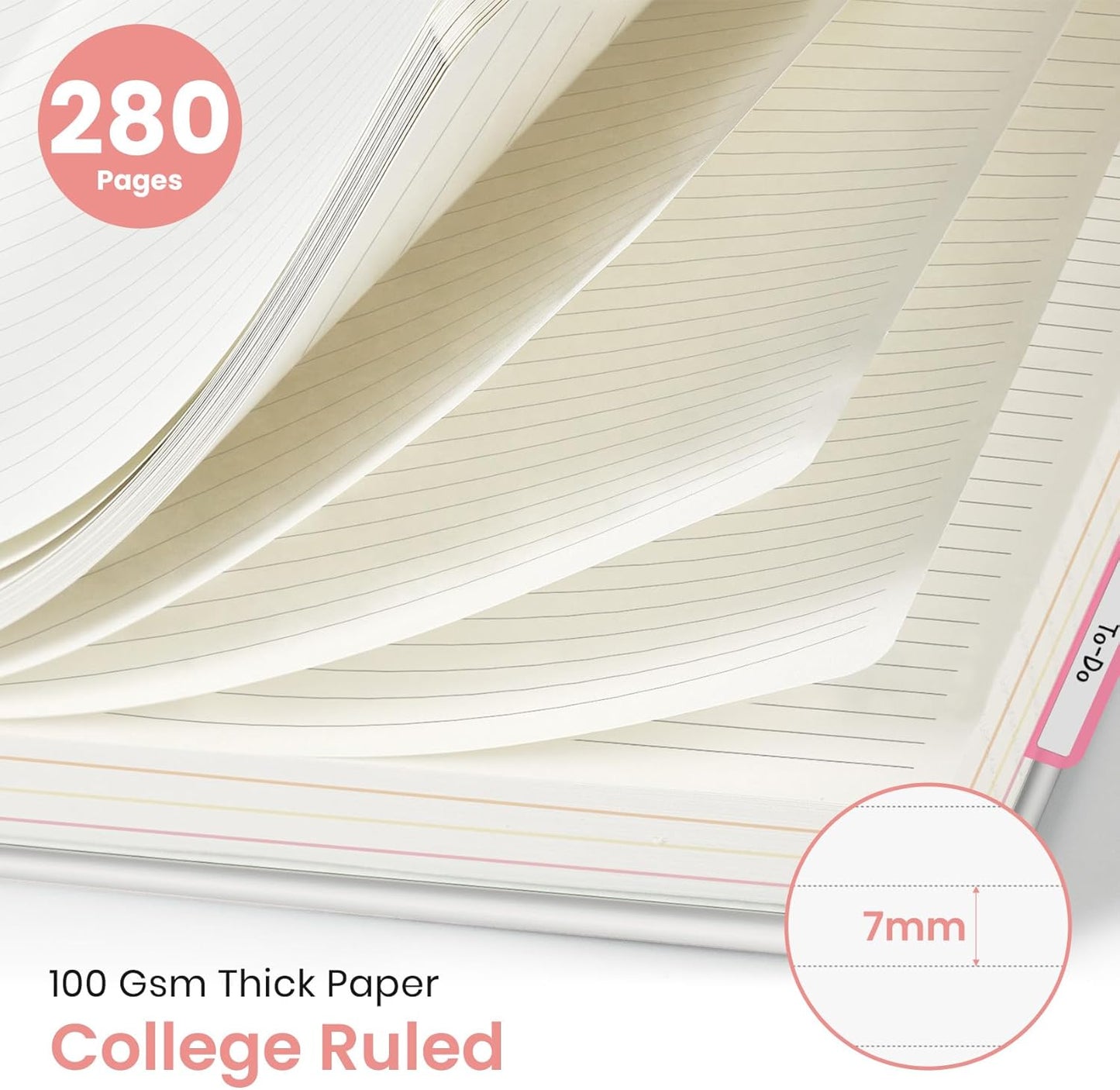 Large Spiral Notebook with Dividers & Tabs, 8.5" x 11" Hardcover 5 Subject Notebook for Work, 280 pages, College Ruled, Cute Journal for Women, Perfect for Study & Office Note Taking, Garden