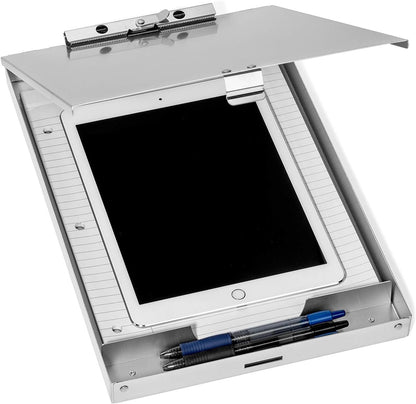 Blue Summit Supplies Aluminum Storage Clipboard, 1 Compartment, Clip for Letter Paper, Great for Office, Jobsite or Classroom