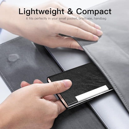Padike Business Card Holder/ Case Professional PU Leather & Stainless Steel Multi Wallet Credit Card ID Case/Holder for Men & Women. (Black)