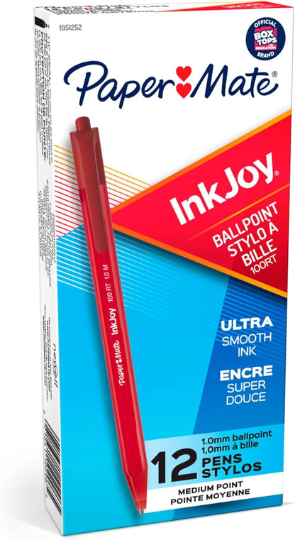 Paper Mate InkJoy 100RT Retractable Ballpoint Pens, Medium Point (1.0mm), Black, 20 Count - Writing, Journaling, Note-Taking, Office Supplies