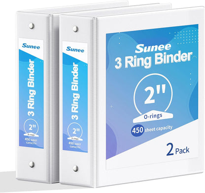SUNEE 3 Ring Binder 3 Inch 2 Pack, Clear View Binder Three Ring PVC-Free (Fit 8.5x11 Inches) for School or Office Supplies, Pink